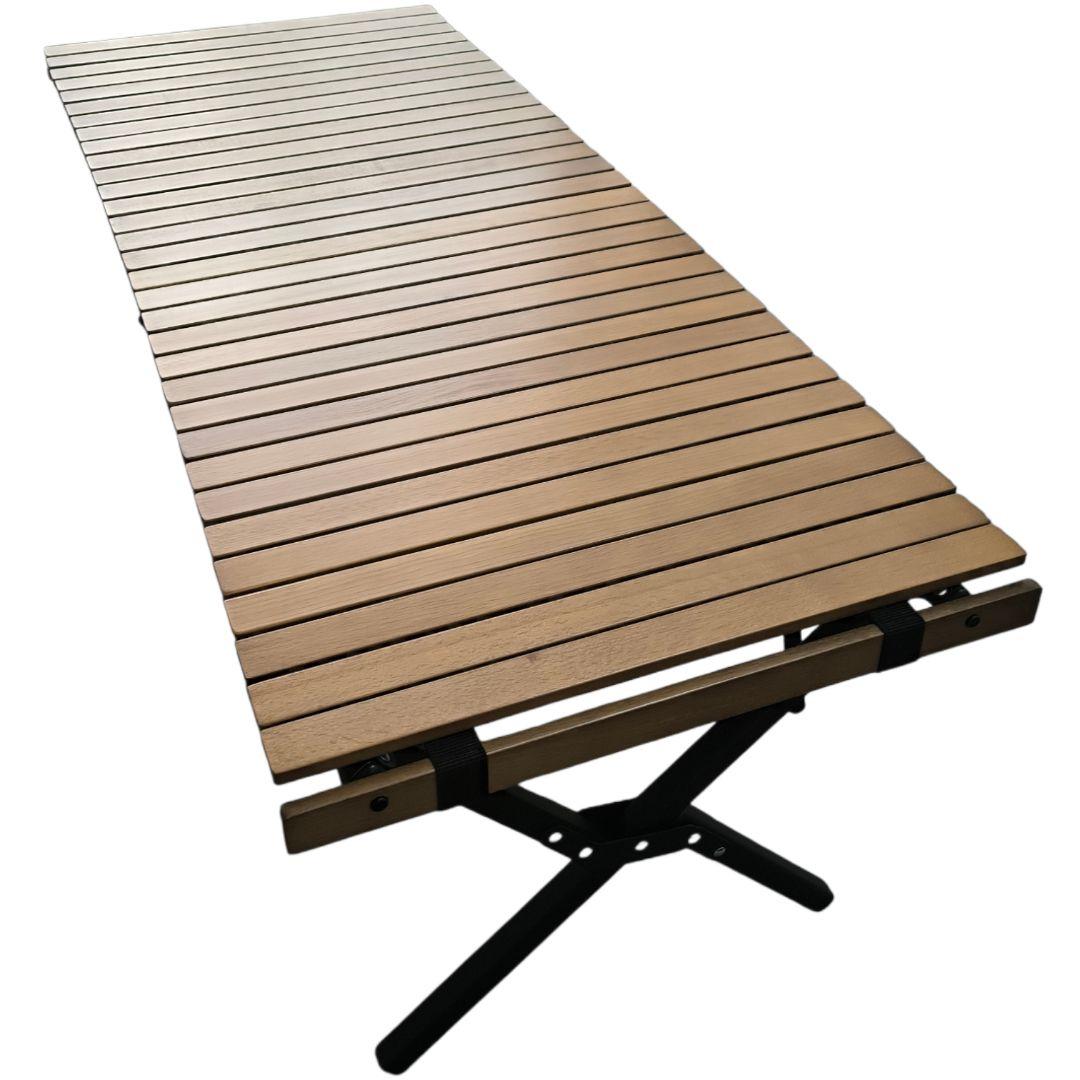 美品★QUICKCAMP X脚 スリムウッドロールテーブル 120×50cm