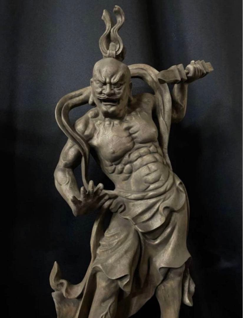 特大72cm 井波彫刻　楠材　木彫仏像　仏師手仕上げ品　仁王像　金剛力士像一式