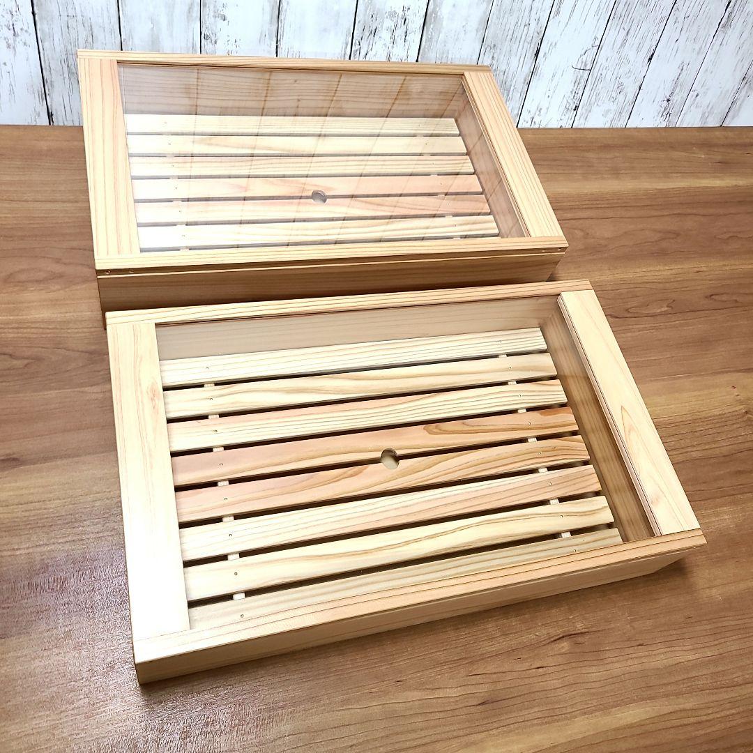 No182【新品】2台 寿司ネタケース ネタ箱　目皿・アクリル蓋付【保冷剤付き】