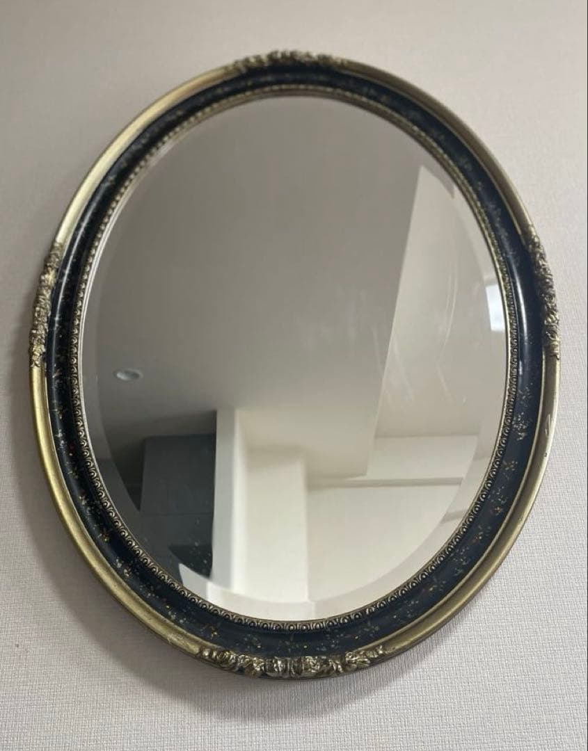 アンティーク 英国調 オーバル型 壁掛け鏡 ウォールミラー レトロ