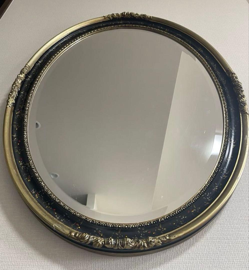 アンティーク 英国調 オーバル型 壁掛け鏡 ウォールミラー レトロ