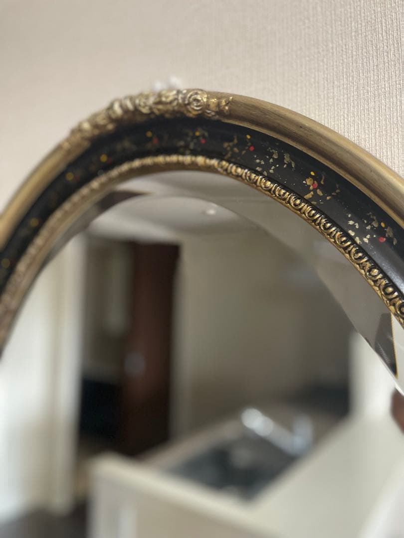 アンティーク 英国調 オーバル型 壁掛け鏡 ウォールミラー レトロ