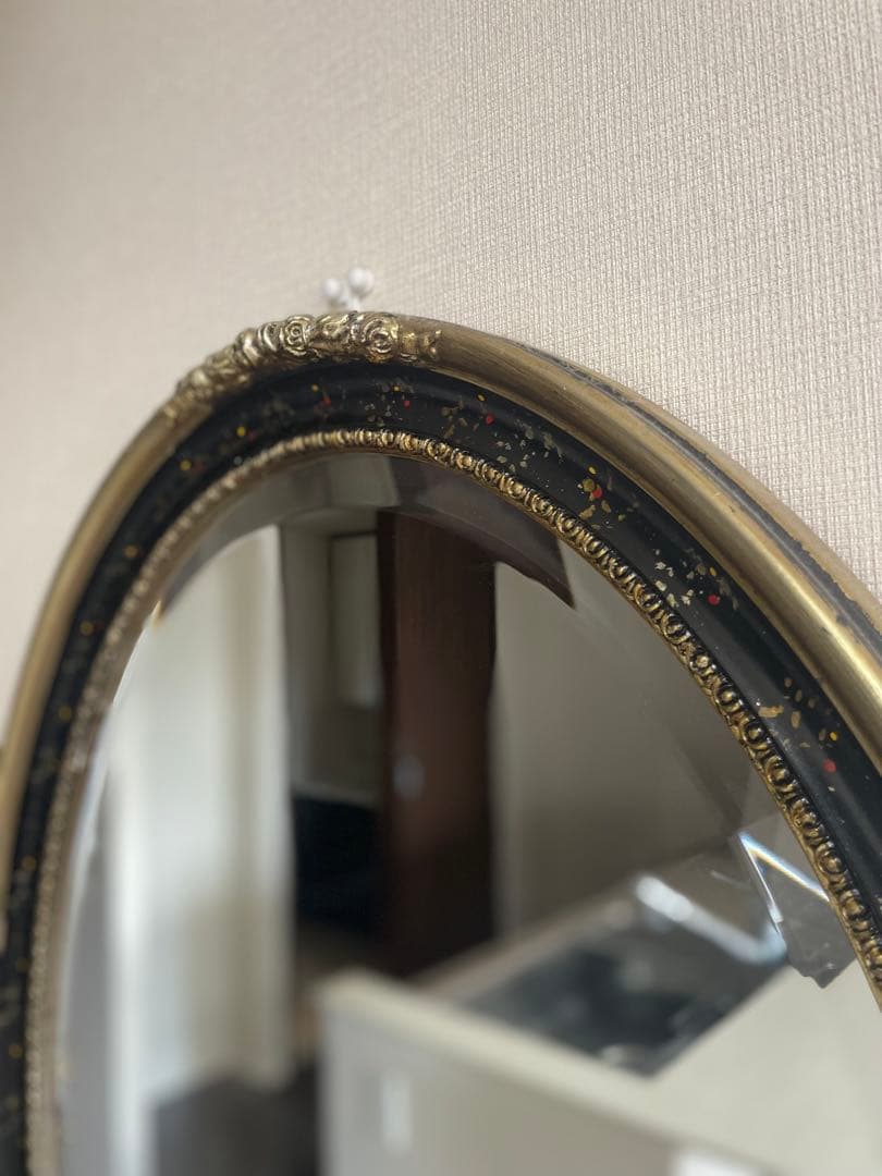 アンティーク 英国調 オーバル型 壁掛け鏡 ウォールミラー レトロ