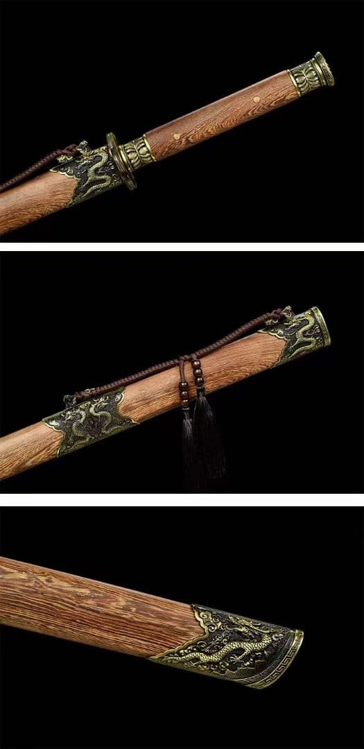 双龍戦刀（花梨木金）古兵器 武具 刀装具 日本刀 模造刀