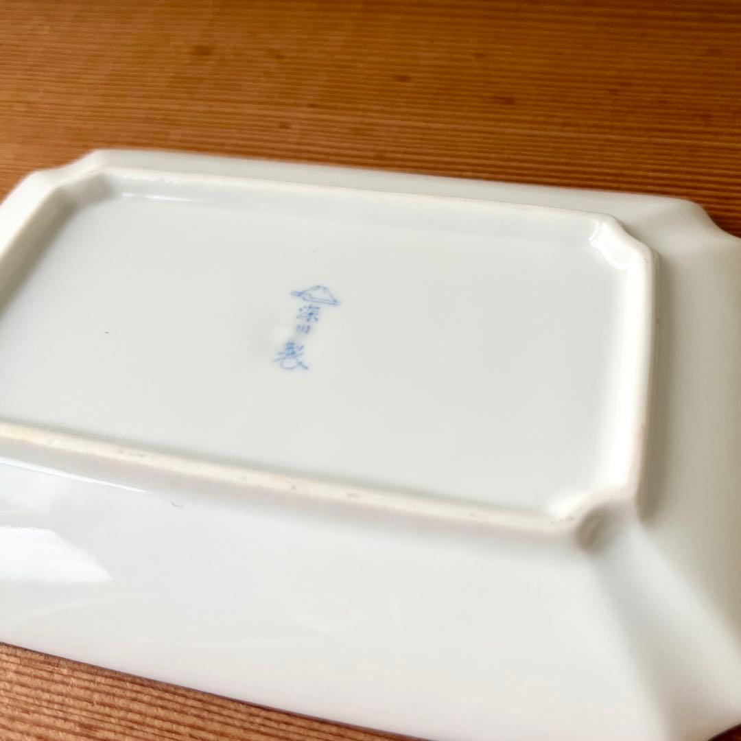 深川製磁　川に桜　変形角小皿　5枚セット