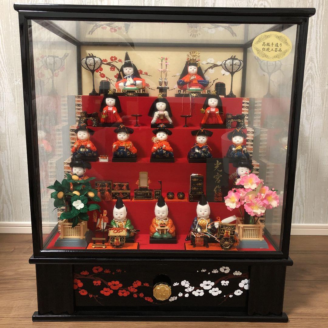 雛人形ガラスケース&オルゴール付き