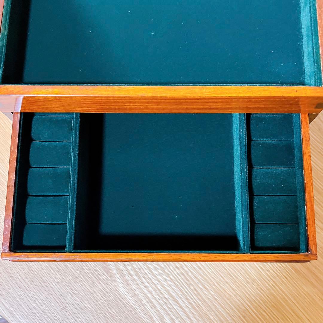 花梨無垢材 ジュエリーボックス 宝石箱 唐木 螺鈿細工 象嵌 小引き出し