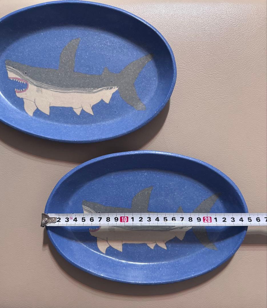 田中ちあき　練り込みサメオーバル皿2枚セット