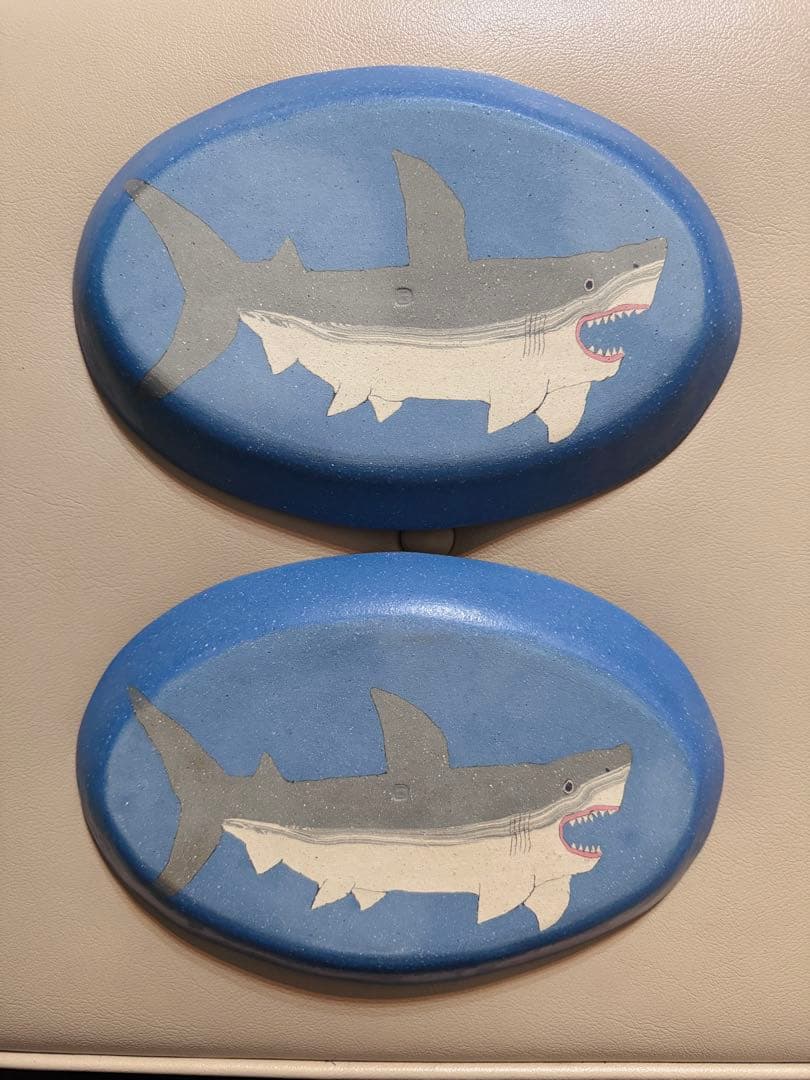 田中ちあき　練り込みサメオーバル皿2枚セット