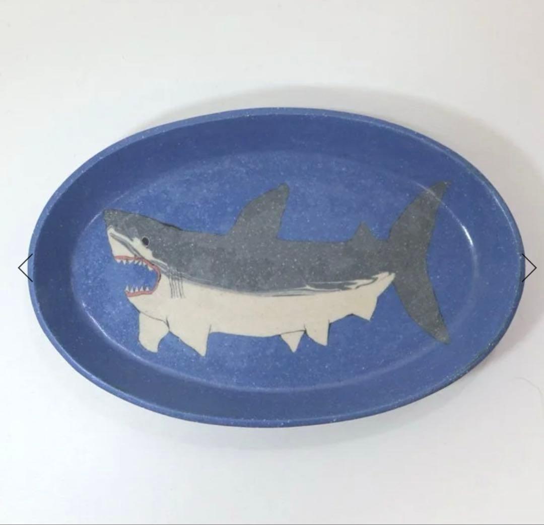 田中ちあき　練り込みサメオーバル皿2枚セット