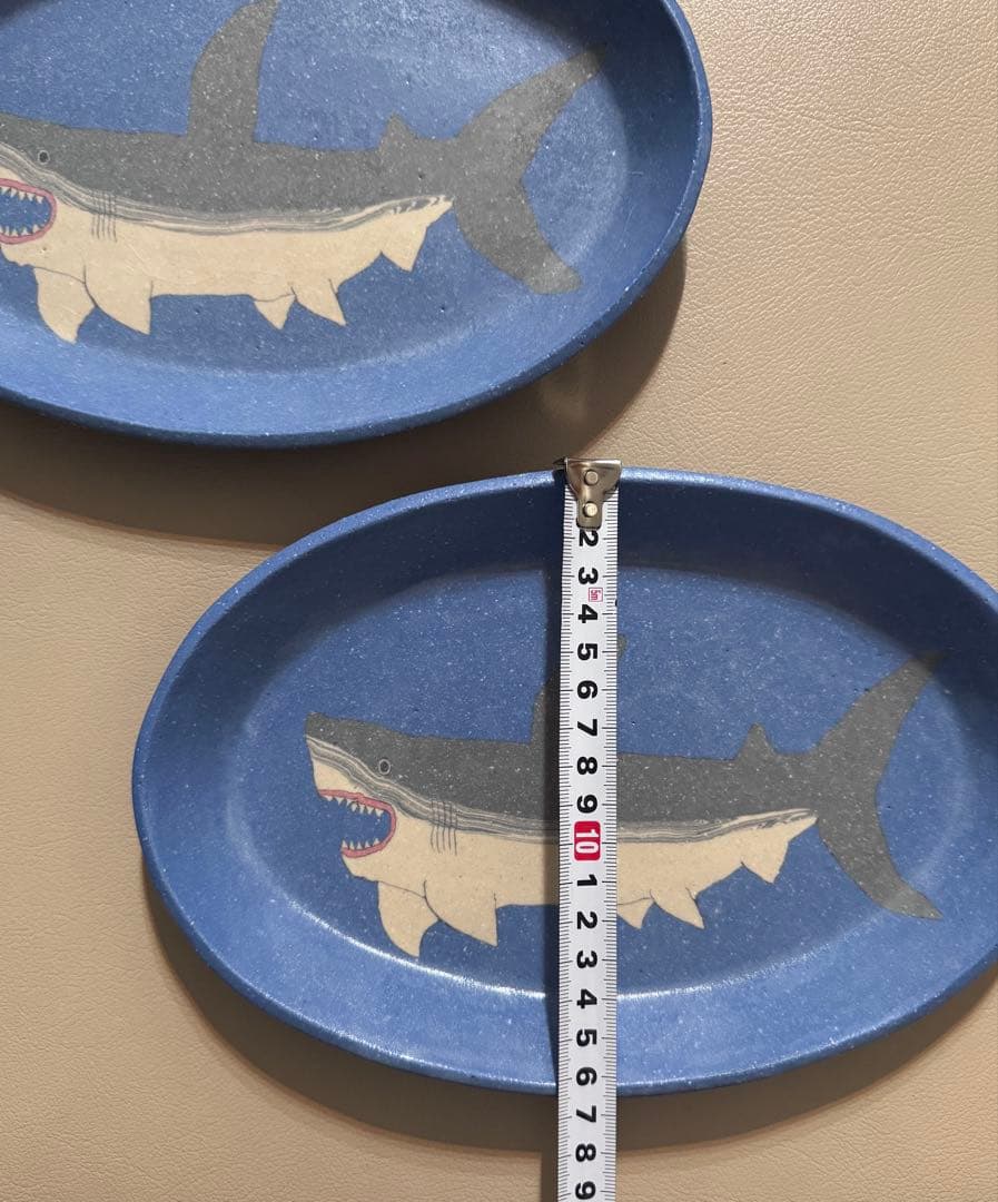 田中ちあき　練り込みサメオーバル皿2枚セット