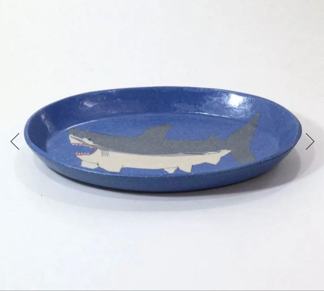 田中ちあき　練り込みサメオーバル皿2枚セット