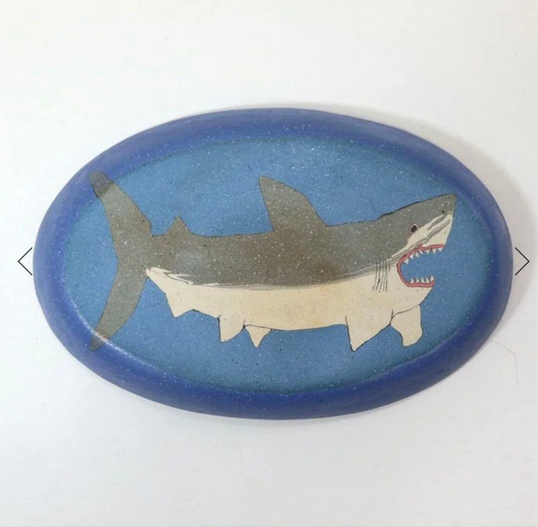 田中ちあき　練り込みサメオーバル皿2枚セット