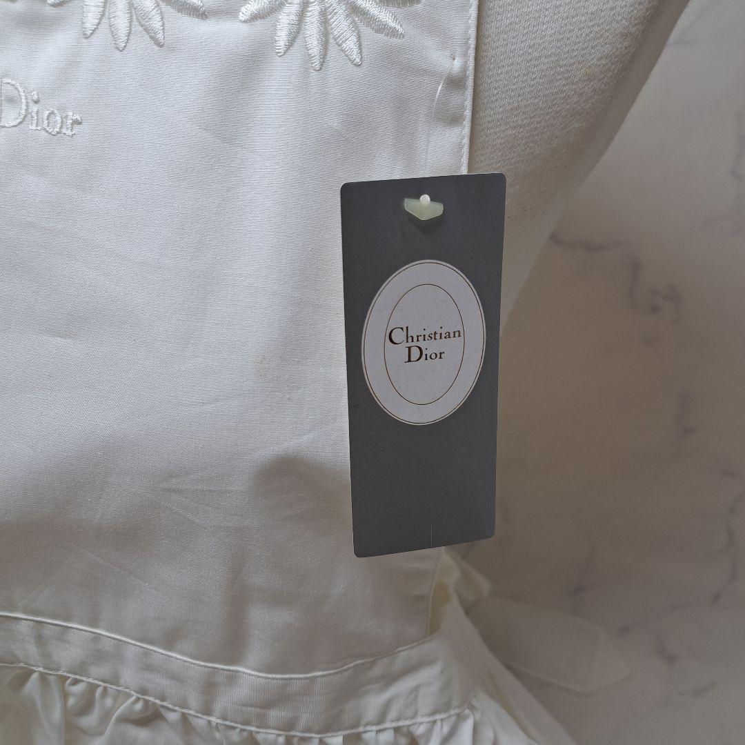 20260113 クリスチャンディオール エプロン 刺繍 花 ホワイト 未使用