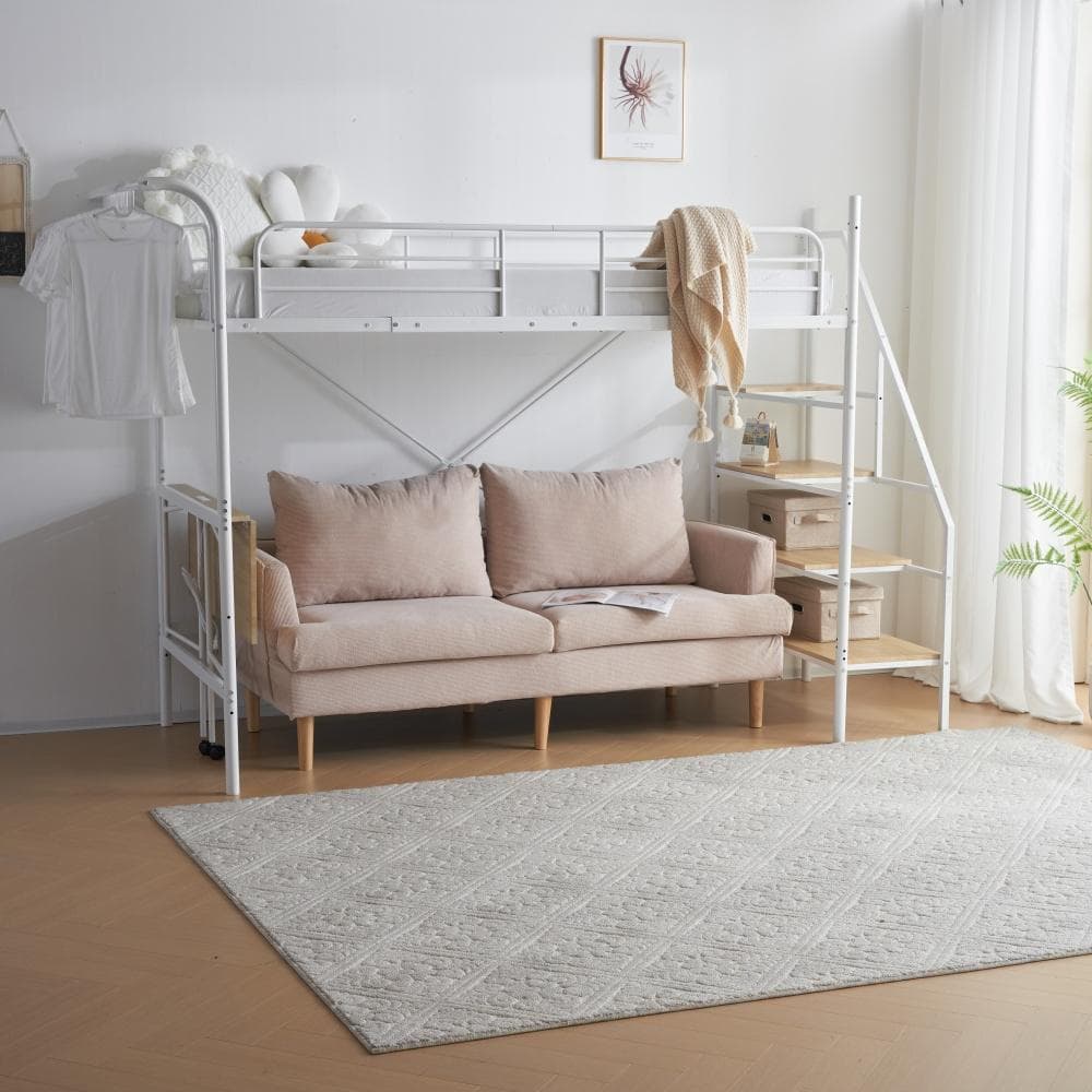 システムベット ロフトベッド シングル デスク・コンセント・収納付き　WHITE