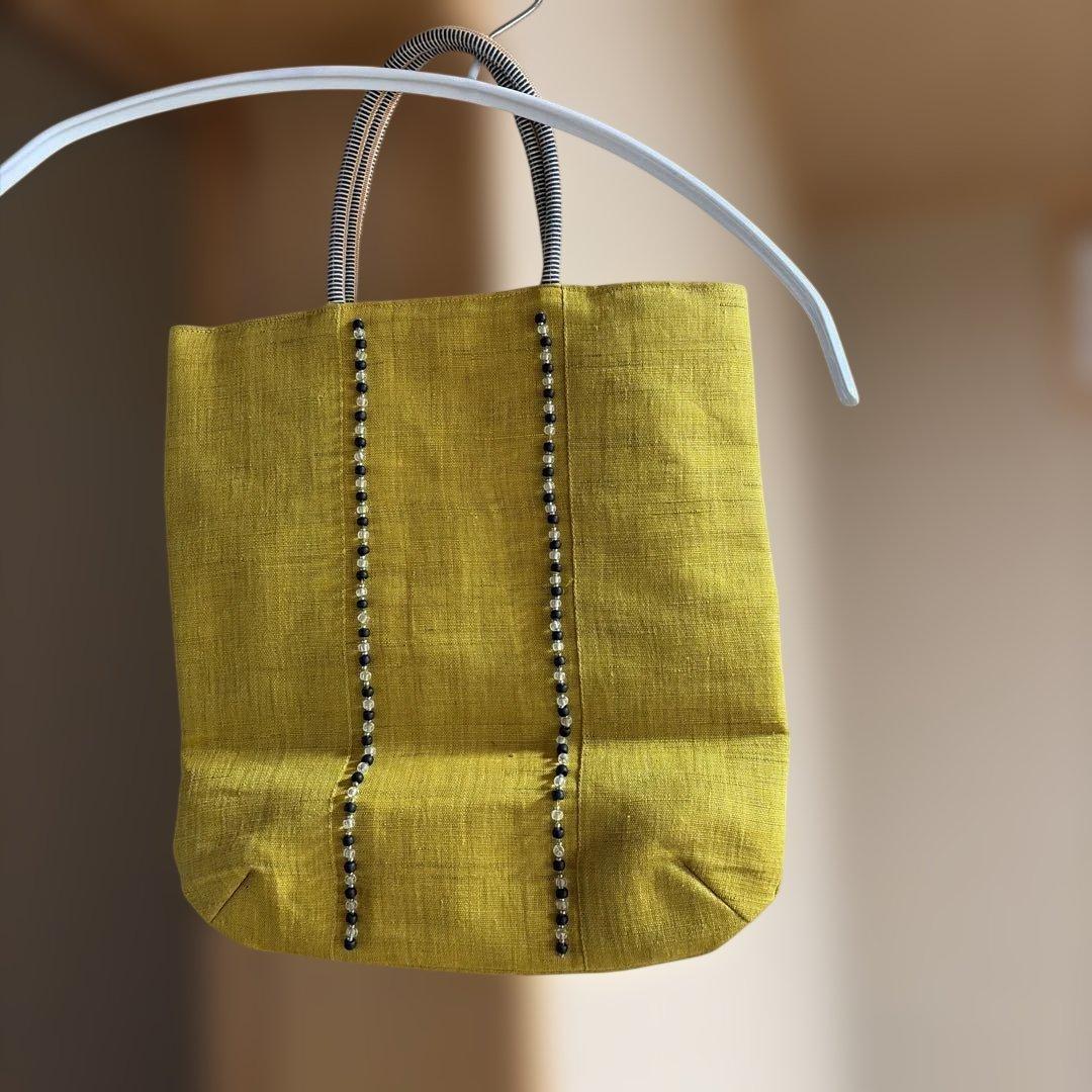 イエローストライプトートバッグ和風