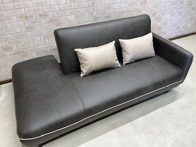 ソファーベッド　ソファ　レザーファブリック　ダークグレー　新品