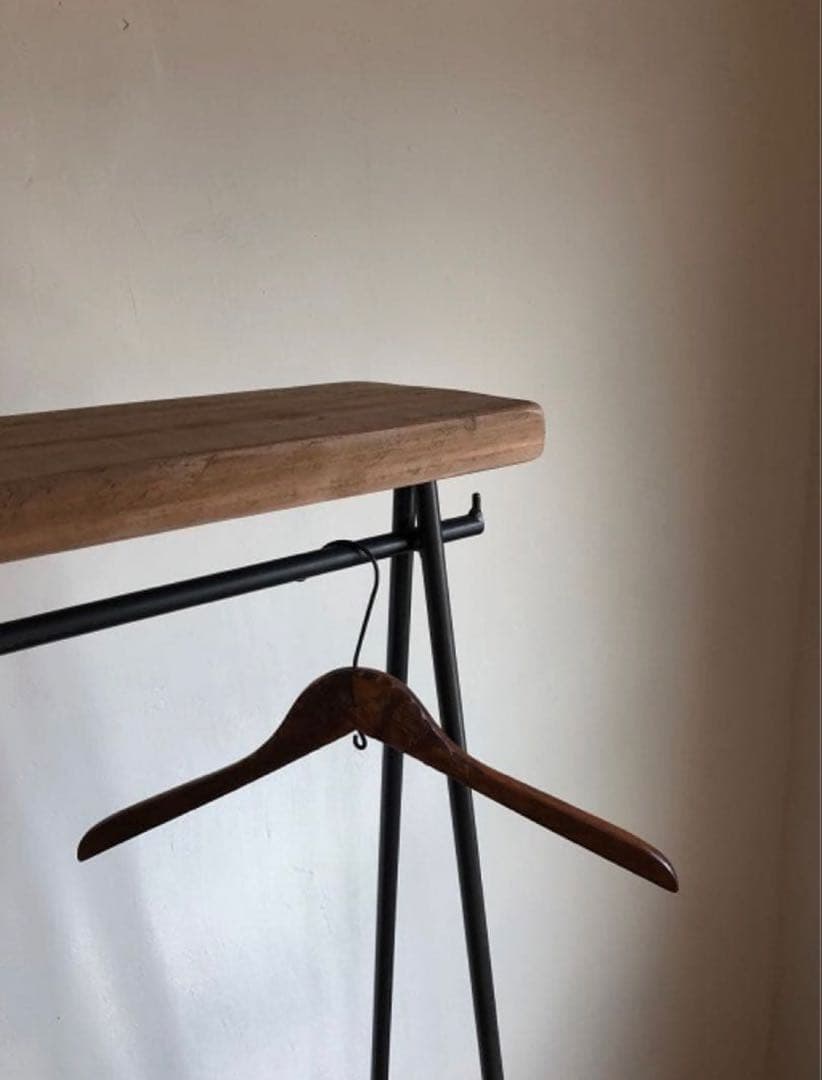 数量限定　特別価格　ハンガーラック　アイアン　古材　2段収納　コンパクト