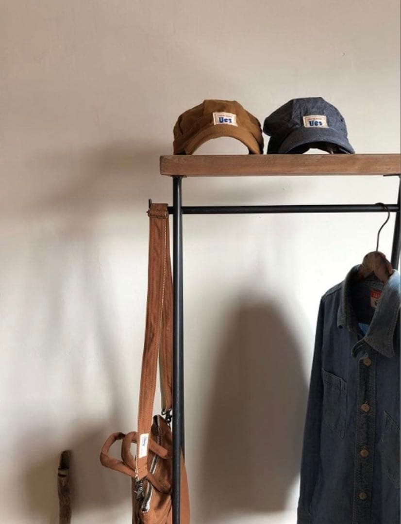 数量限定　特別価格　ハンガーラック　アイアン　古材　2段収納　コンパクト