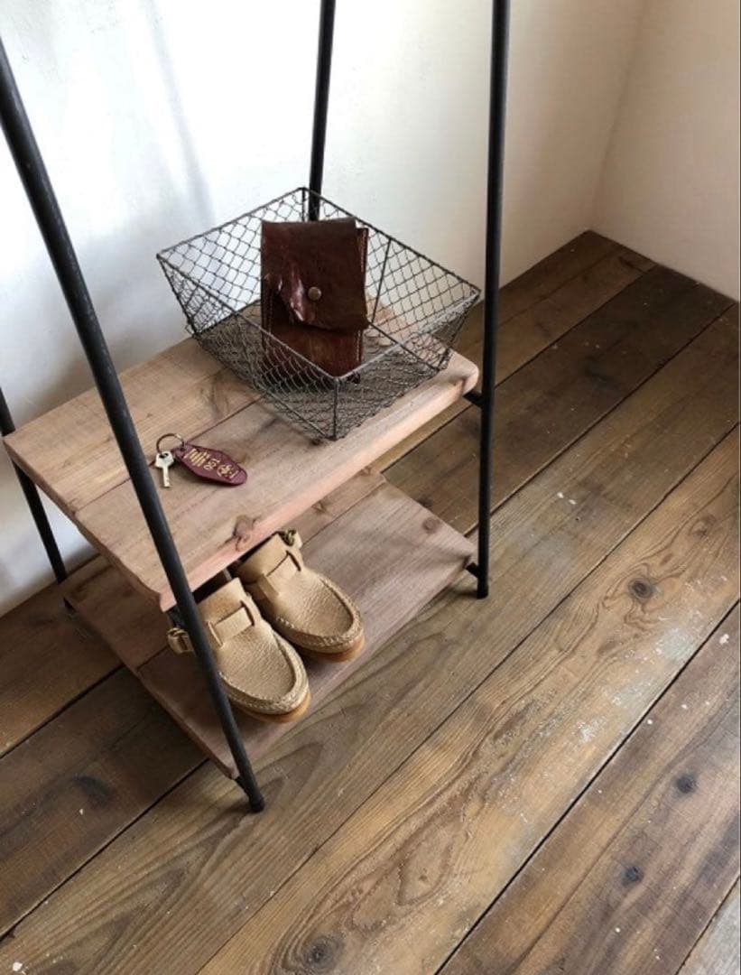 数量限定　特別価格　ハンガーラック　アイアン　古材　2段収納　コンパクト