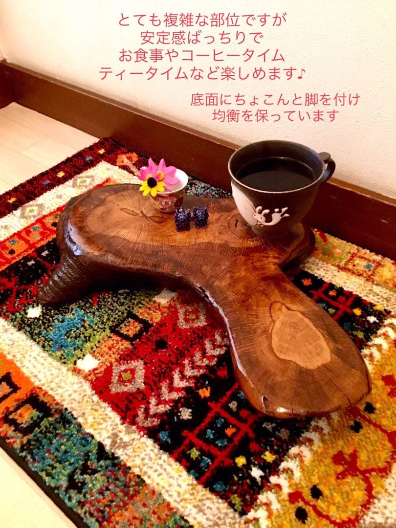 合体樹＊超絶ワイルドな森の切り株テーブル】3本の木々が一体化した希少部位