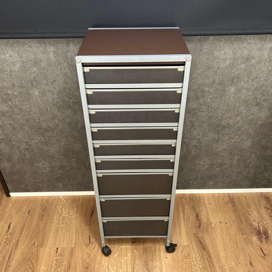 硬質パルプ 9段 キャスター付き 書類ケース レターケース スチール多段