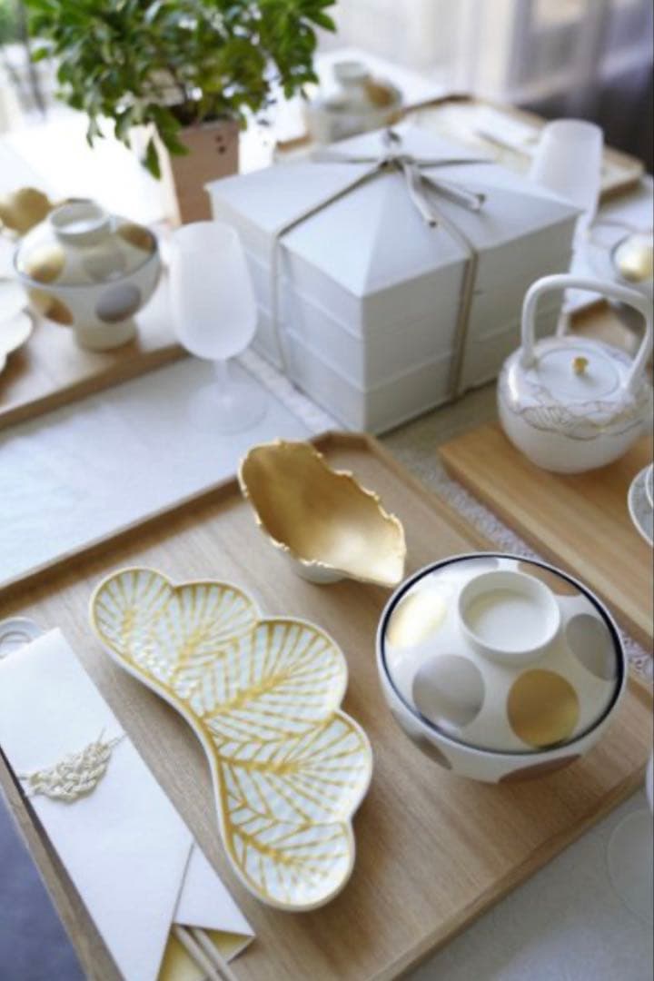 マロンケーキリピ様価格　幸楽窯　松葉形前菜皿　白金　白銀　6点セット