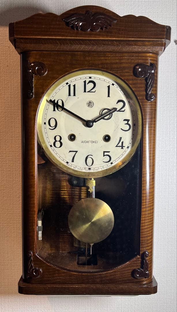 愛知AICHI時計振り子時計ゼンマイ掛け時計柱時計ボンボン時計古時計