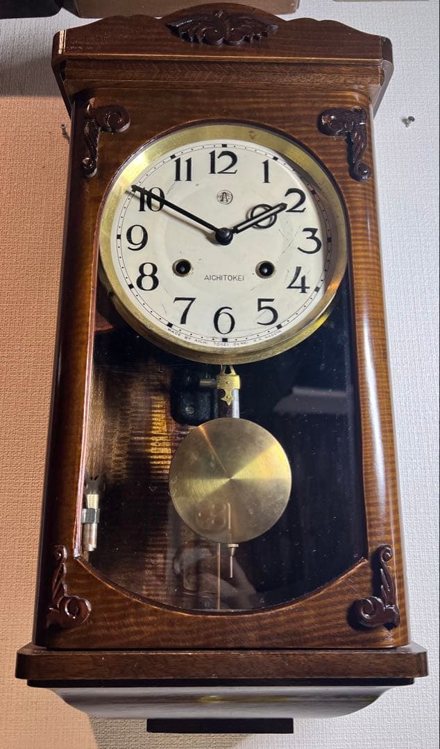 愛知AICHI時計振り子時計ゼンマイ掛け時計柱時計ボンボン時計古時計