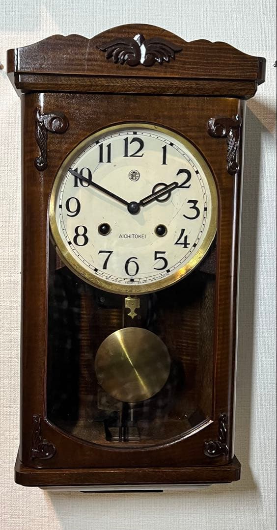 愛知AICHI時計振り子時計ゼンマイ掛け時計柱時計ボンボン時計古時計
