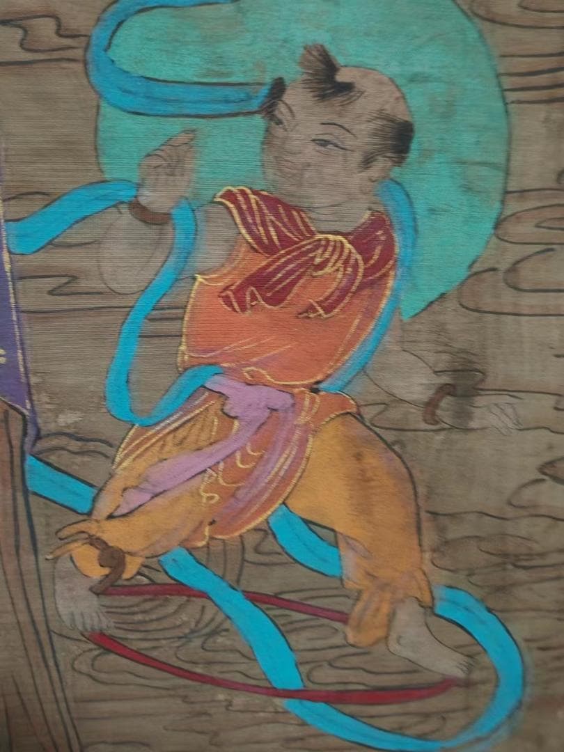 中国古美術・純手描き・人物画芯・送子觀音画像167x86cm・書画・絹本