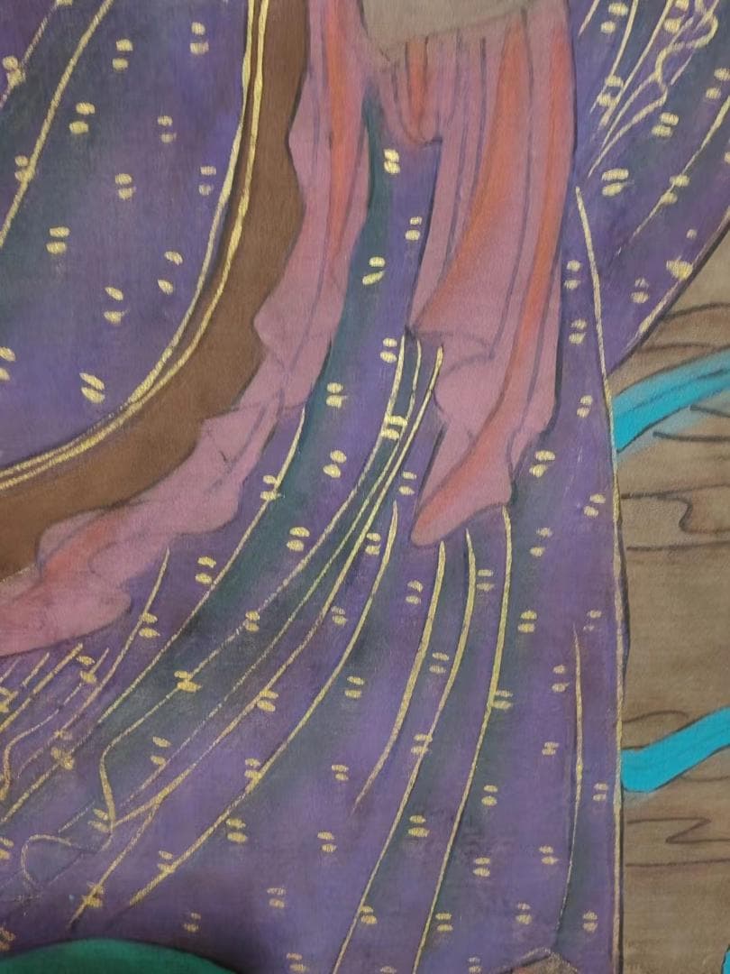 中国古美術・純手描き・人物画芯・送子觀音画像167x86cm・書画・絹本