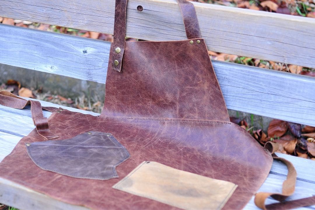 本革　エプロン 工房作業、DIY、ガーデニング、カフェ・美容師・革作業・木工