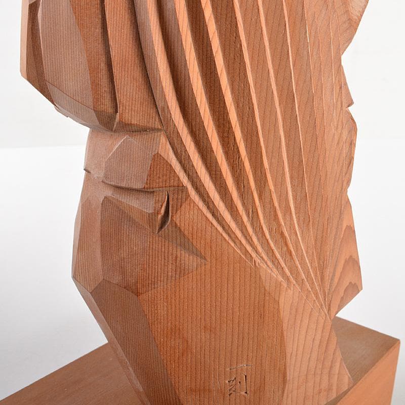 伝統工芸　飛騨一位一刀彫　中村一刻作　「石橋」　能　狂言　共箱　V　6416C