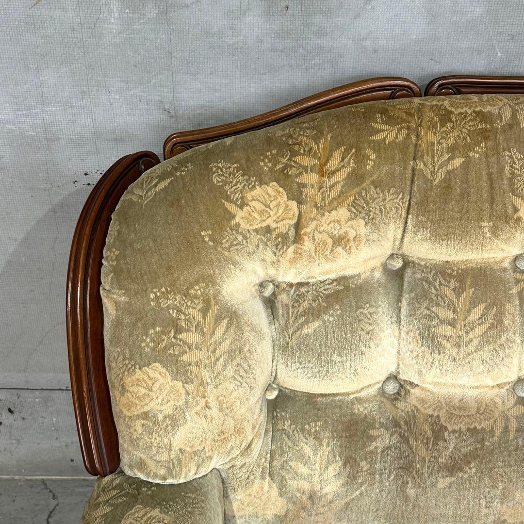 ✿70s✿ 昭和レトロ カリモク 3人掛けソファ ヴィンテージ 応接家具 金華山