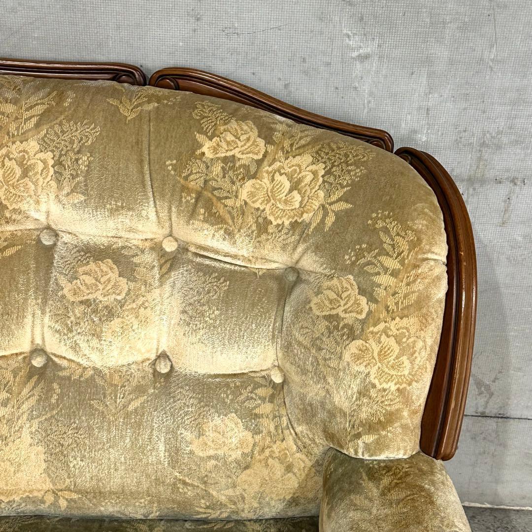 ✿70s✿ 昭和レトロ カリモク 3人掛けソファ ヴィンテージ 応接家具 金華山