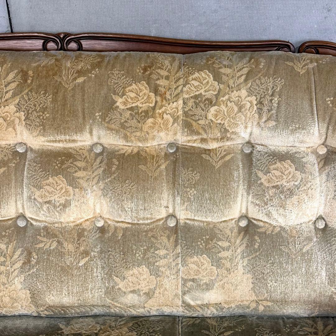✿70s✿ 昭和レトロ カリモク 3人掛けソファ ヴィンテージ 応接家具 金華山