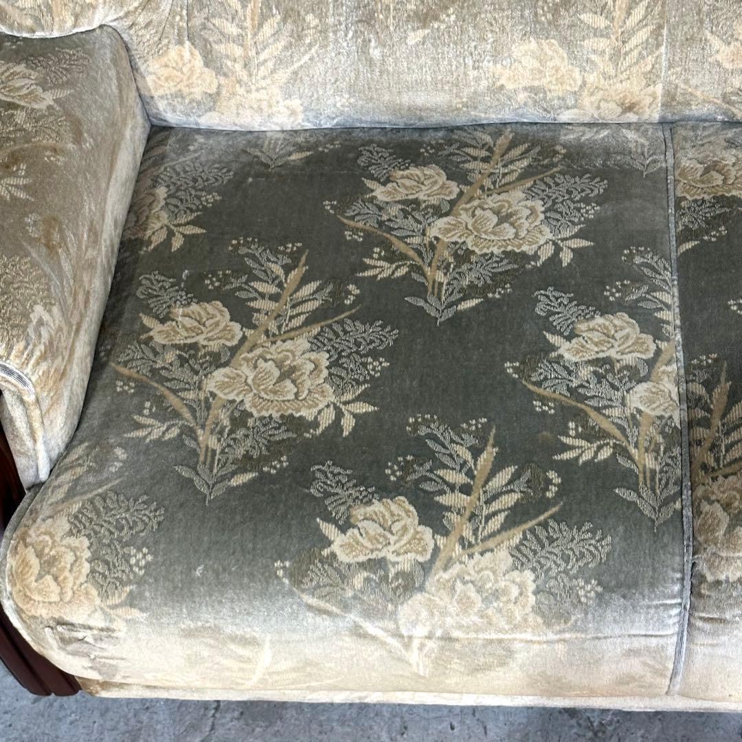 ✿70s✿ 昭和レトロ カリモク 3人掛けソファ ヴィンテージ 応接家具 金華山