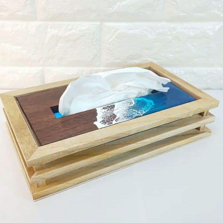 【1203】オーシャンアート　ティッシュケース　インテリア雑貨　レジンアート