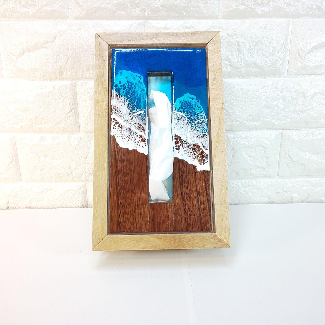 【1203】オーシャンアート　ティッシュケース　インテリア雑貨　レジンアート