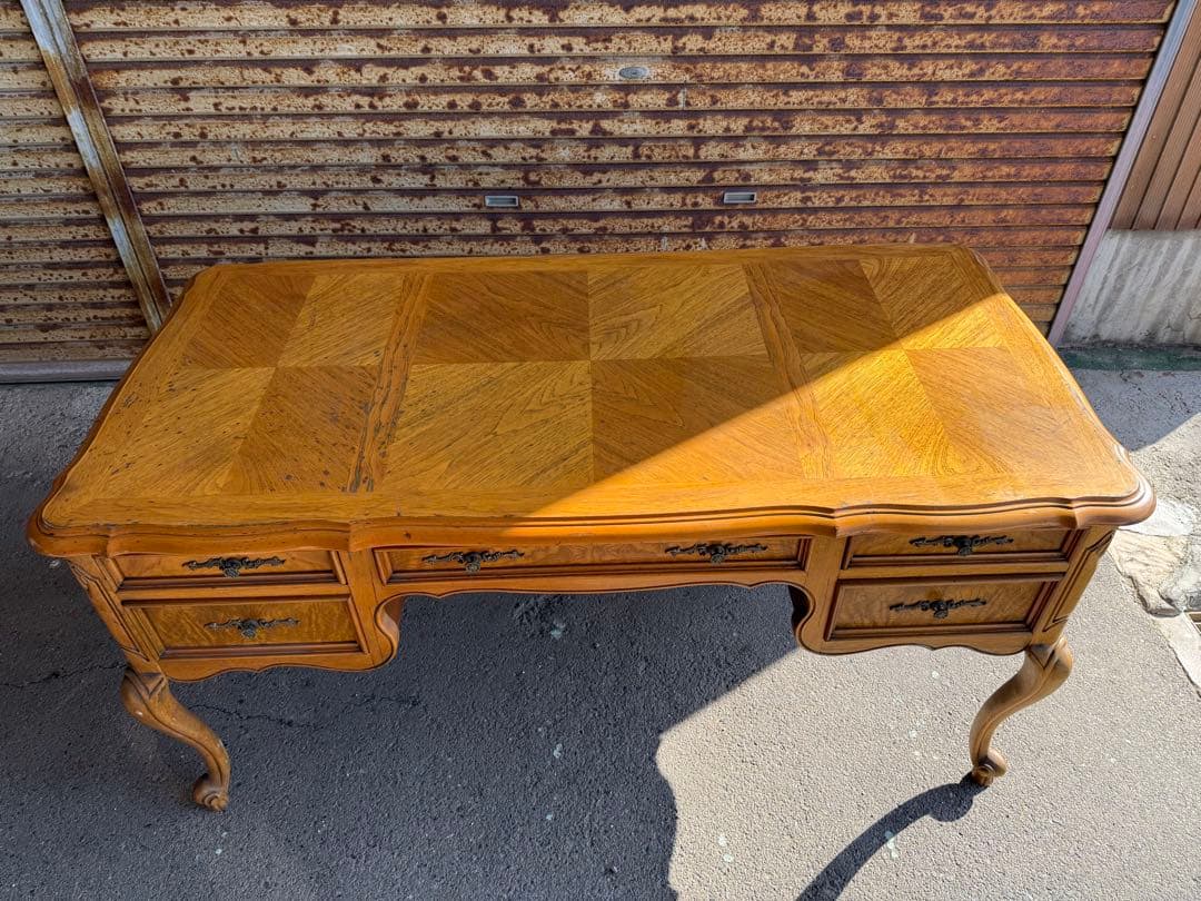 【O-1890】ロココ調 テーブル 机 デスク 書斎 アンティーク