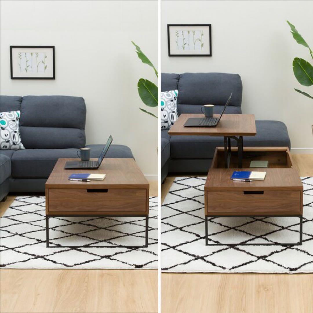 ニトリ 昇降 センターテーブル Nヒバリ 120 MBR ミドルブラウン 美品