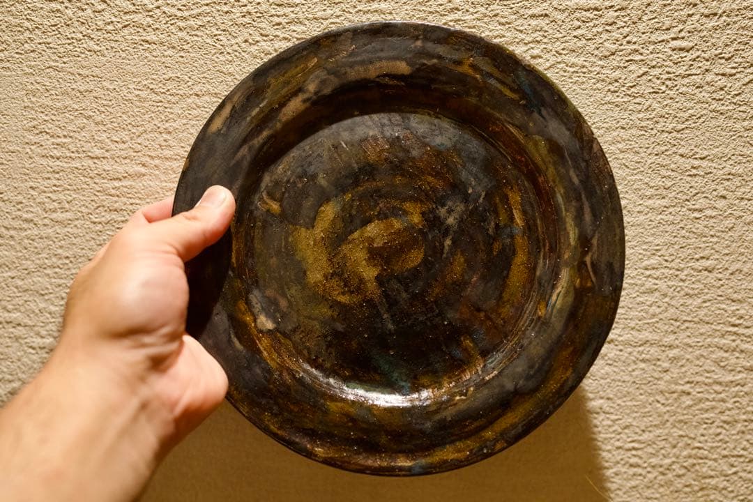 金ラスター×銅青磁 ガス窯焼成 作家物陶器皿