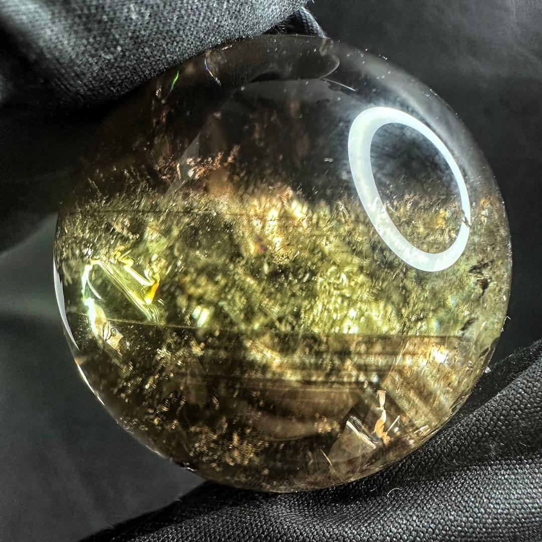 【開運 魔除】絶品❗️レインボー煙水晶スモーキーシトリン丸玉☆ファントムA1172