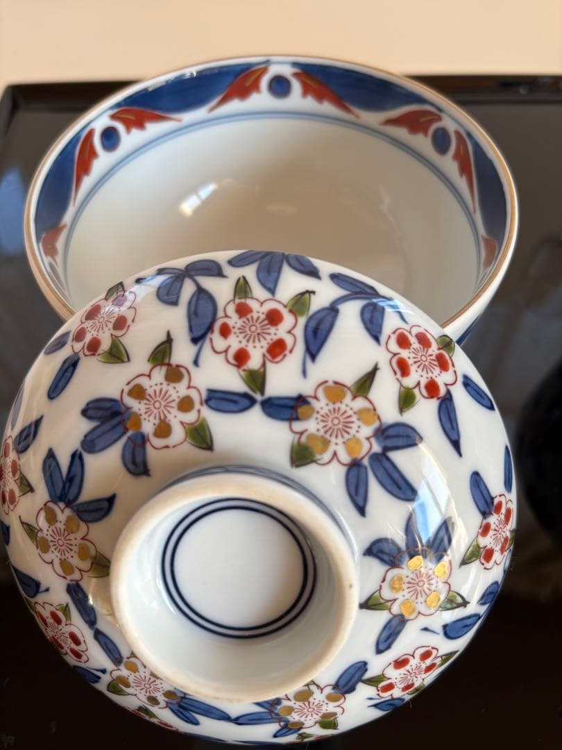 有田焼　筧山　蓋つき雑煮椀　煮物椀 2こ　極小脚付きショットグラス2こ