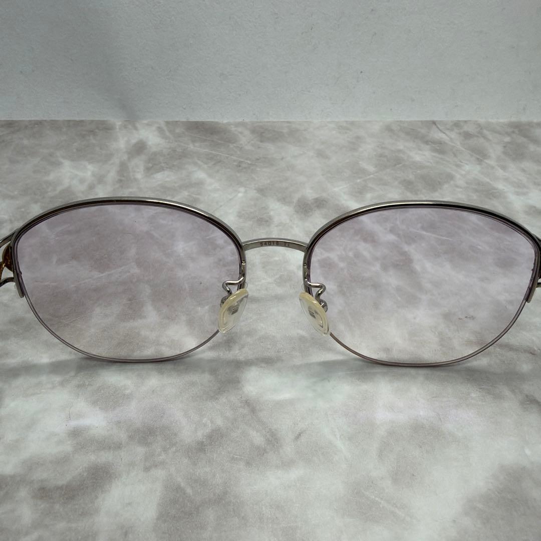 Paris miki パリミキ 18k 金 度付き眼鏡 ハーフリムメガネ 宝石付