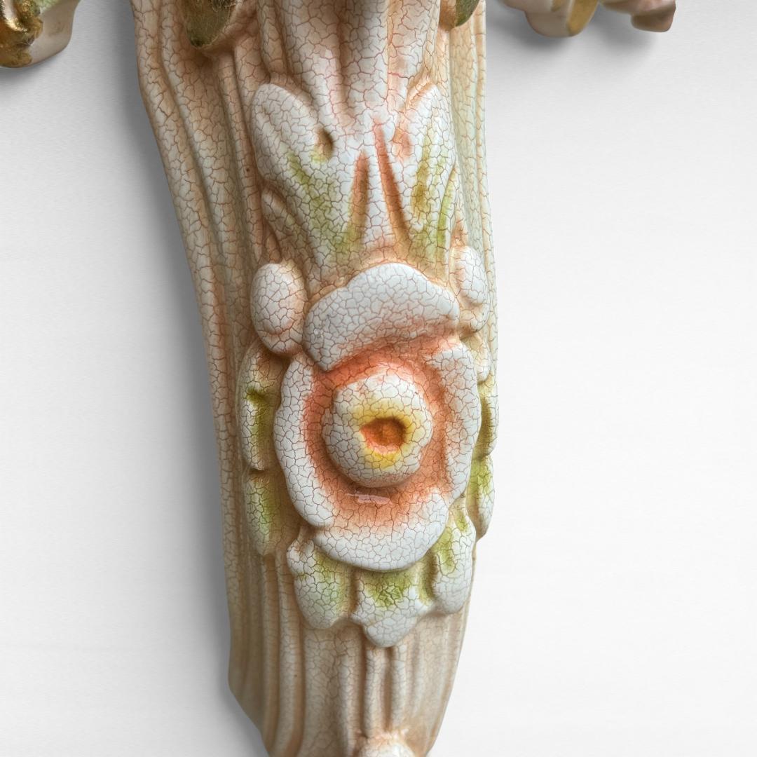 ロココ調 センターテーブル 猫脚 クラック塗装 金彩 手書きペイント ガラス天板