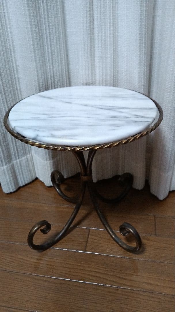 大理石×ブロンズ サイドテーブル ヴィンテージ