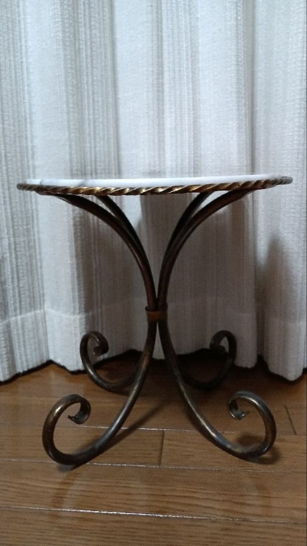 大理石×ブロンズ サイドテーブル ヴィンテージ