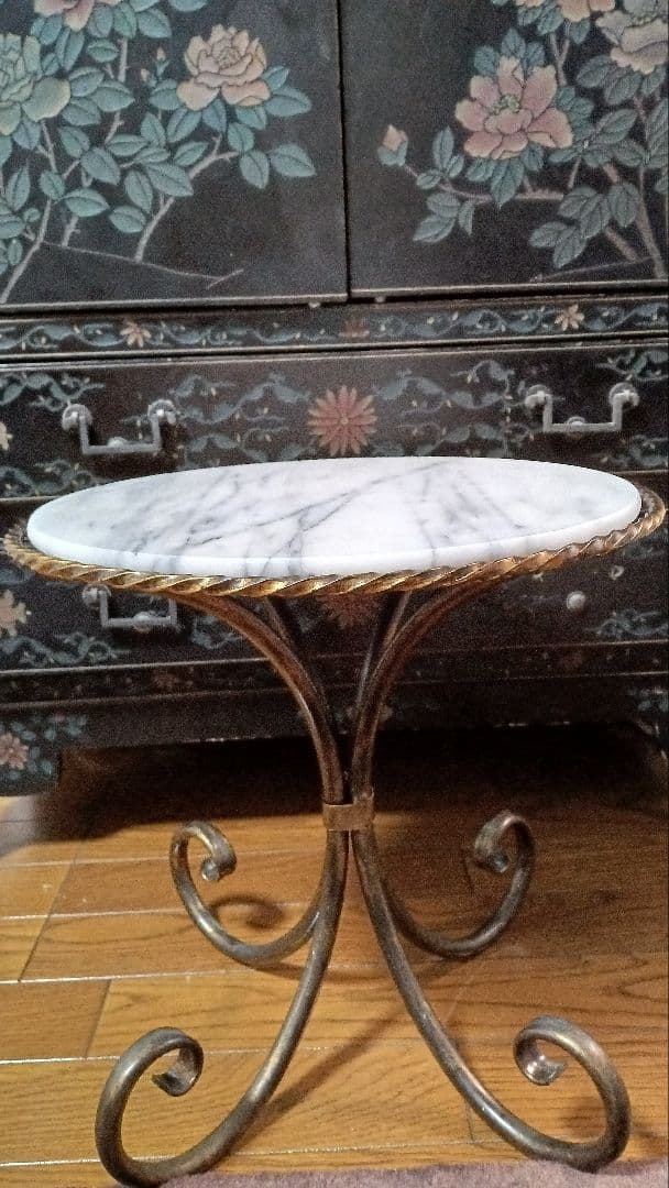 大理石×ブロンズ サイドテーブル ヴィンテージ